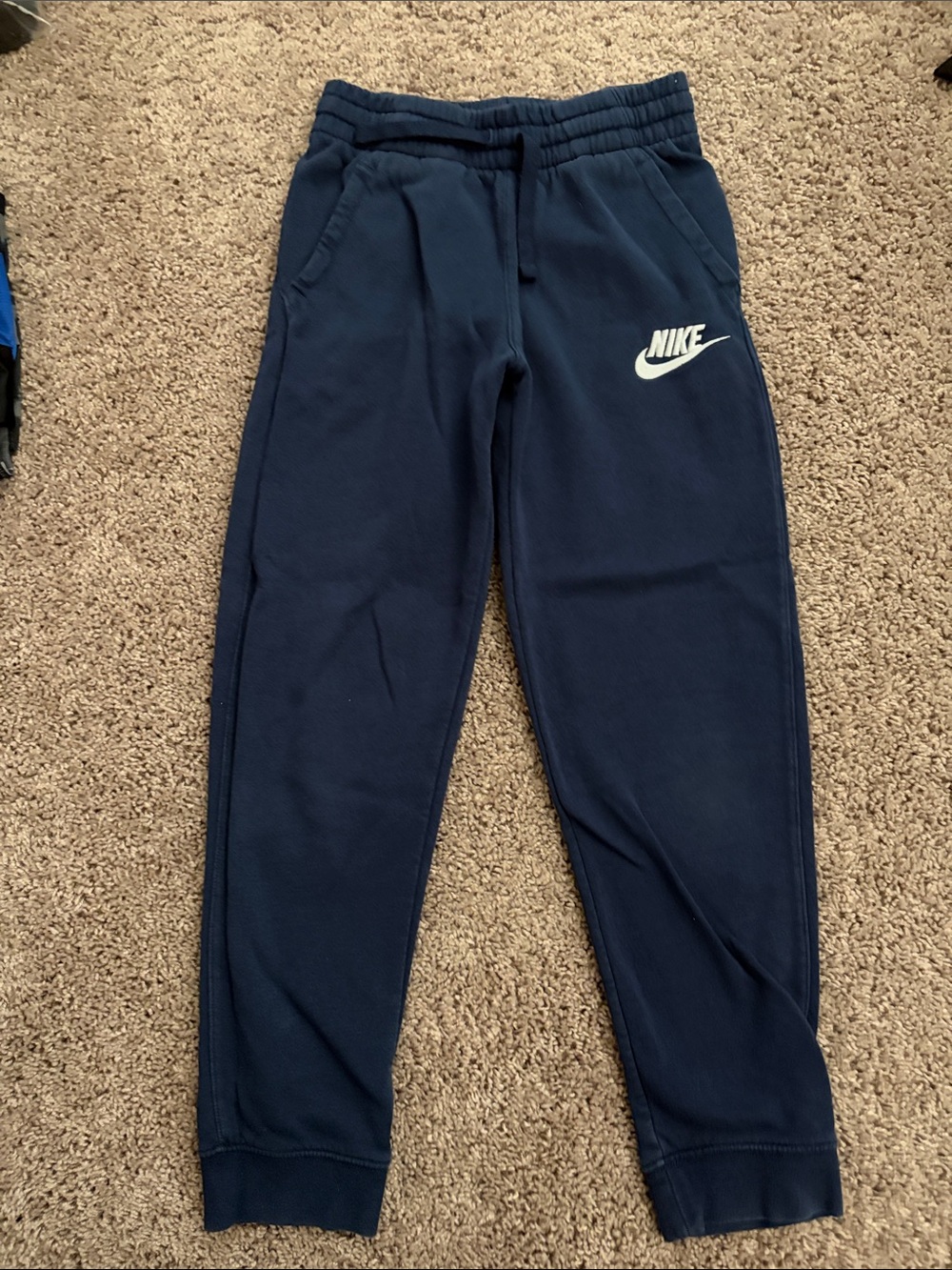 Nike Kids Navy Joggers with White Swoosh